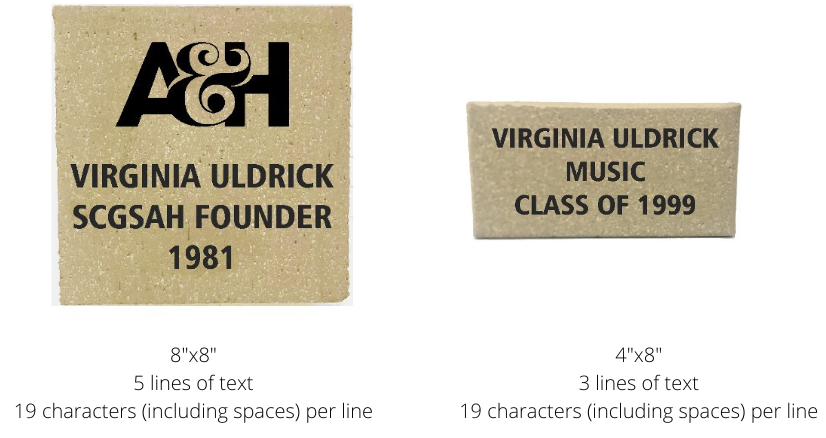 4x8, 8x8 brick with the name Virginia Uldrick