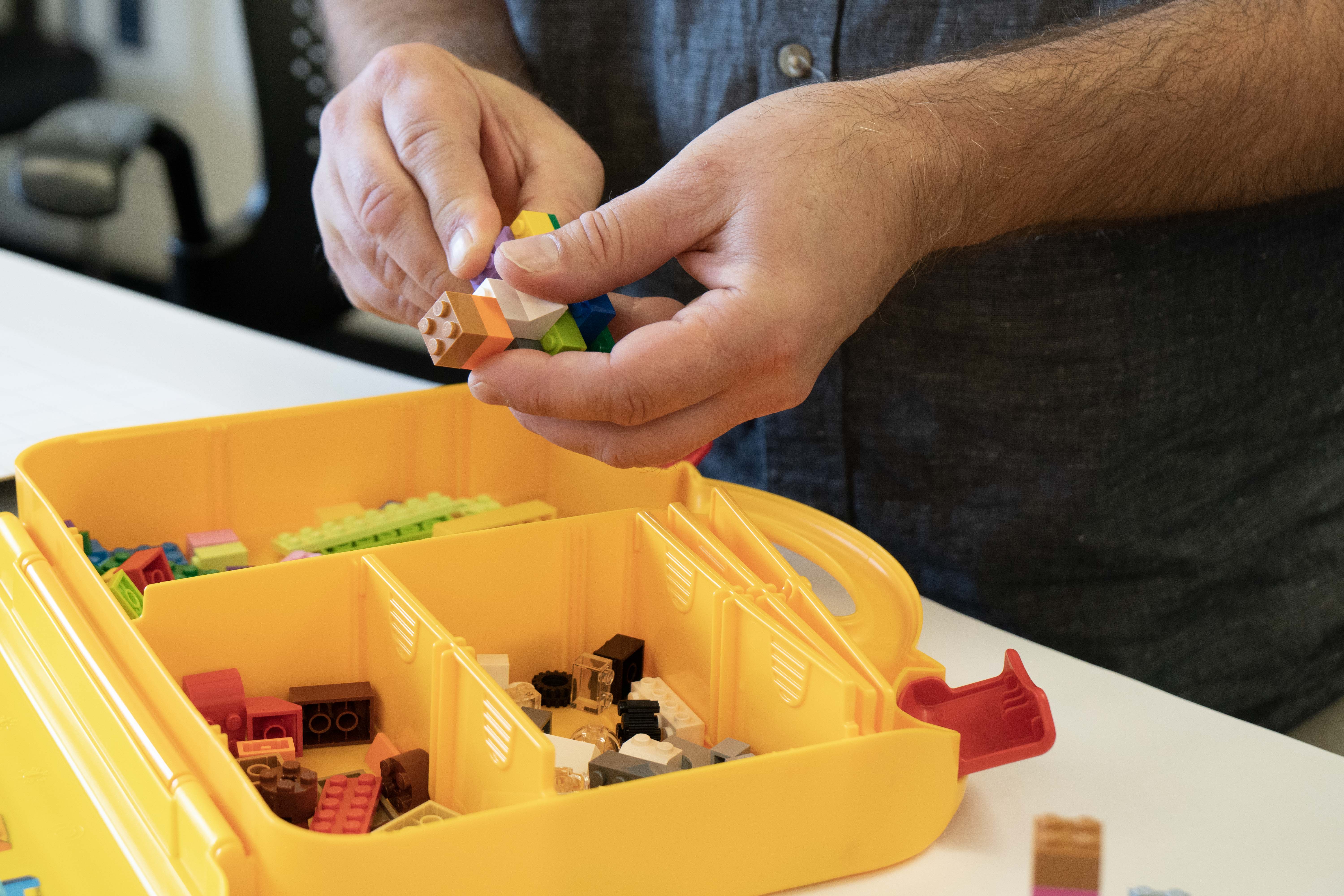 Paul Yanko builds a LEGO structure